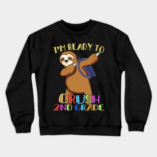 2nd Grade Dabbing Sloth Back To School Kids Girls Boys Crewneck Sweatshirt